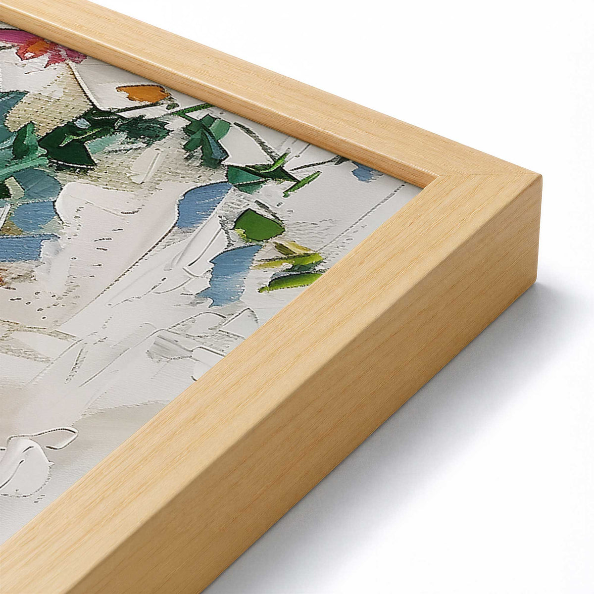 [Color:American Maple], Picture of art in a Polished Chrome frame at an angle