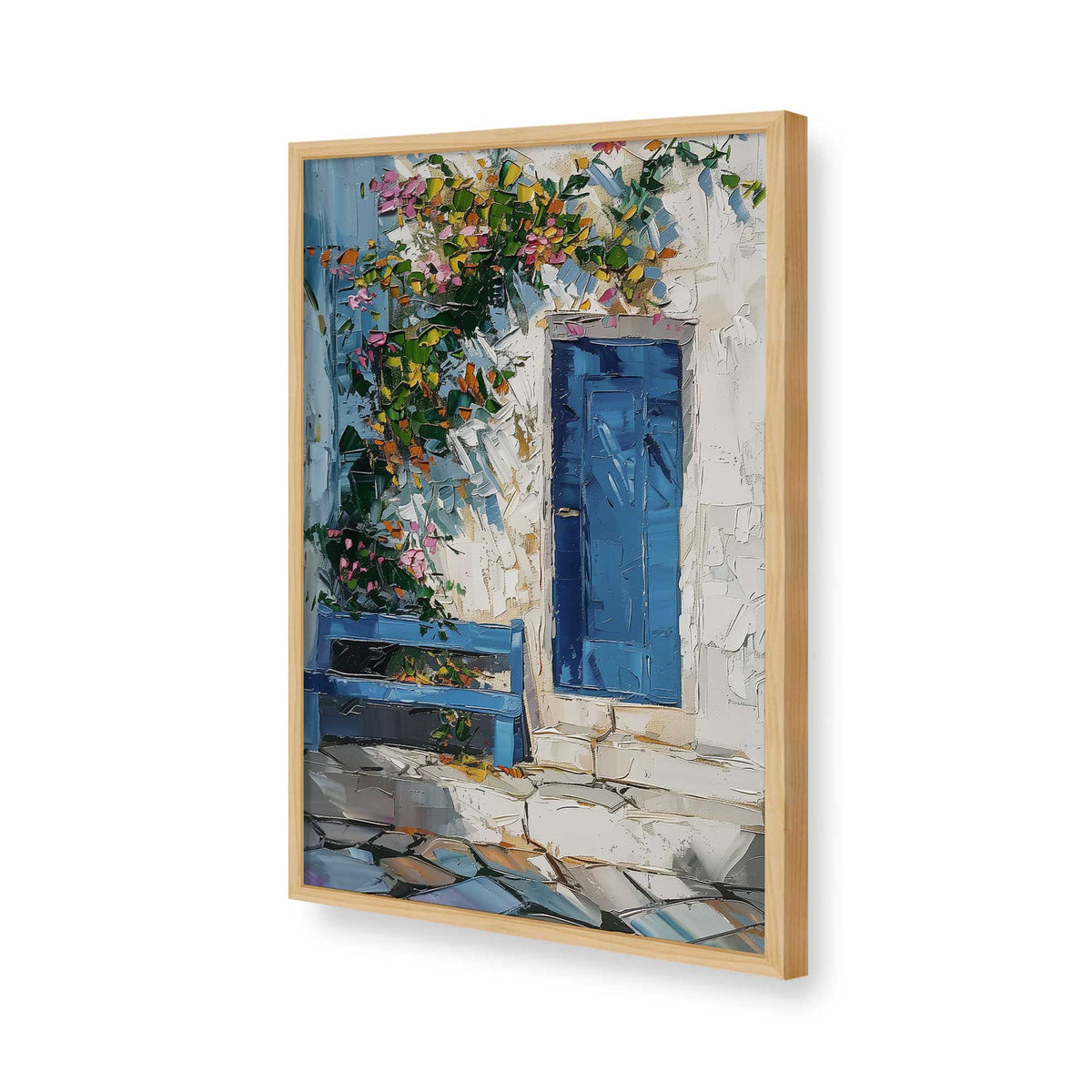 [Color:American Maple], Picture of art in a Polished Chrome frame of the corner