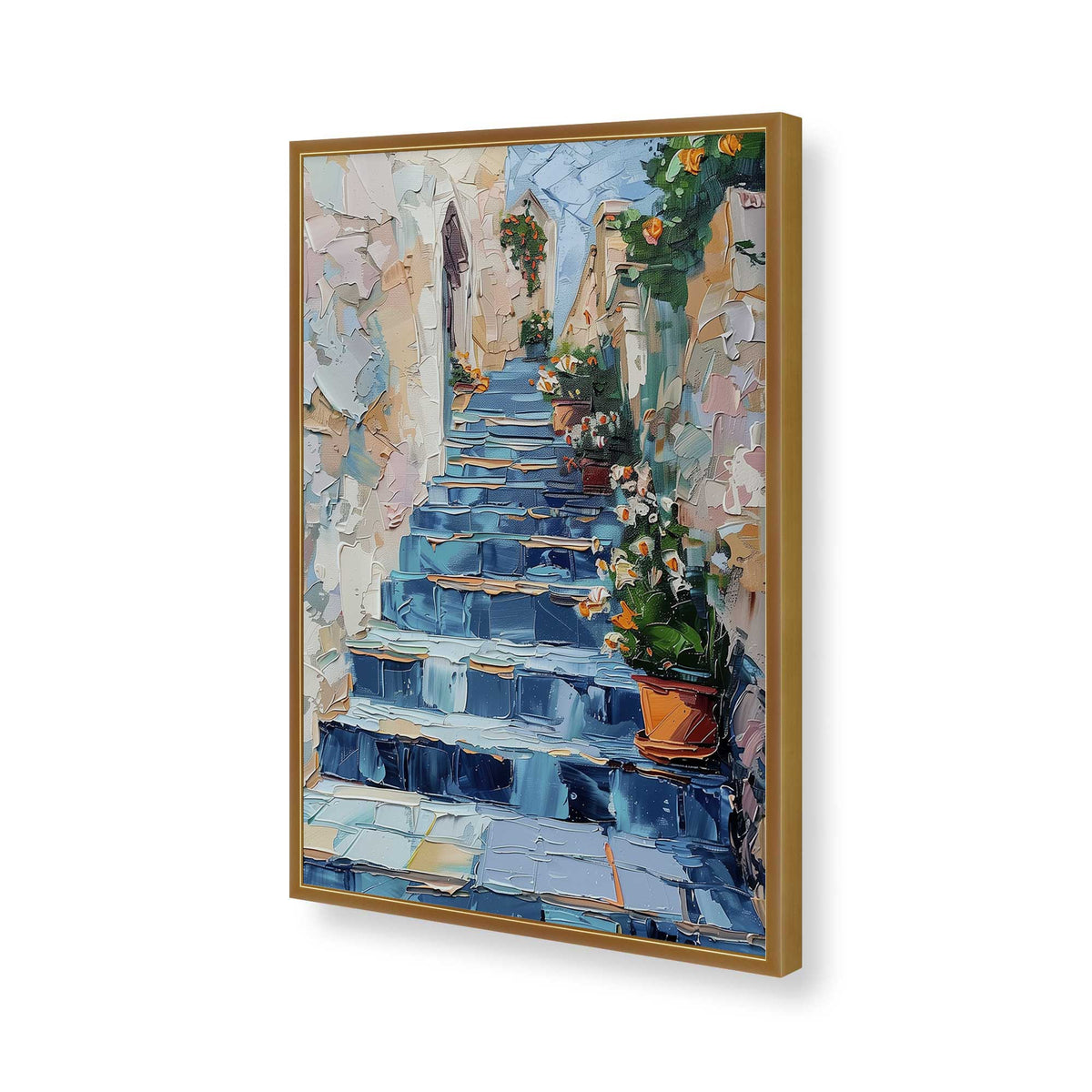 [Color:Polished Gold], Picture of art in a Polished Chrome frame of the corner
