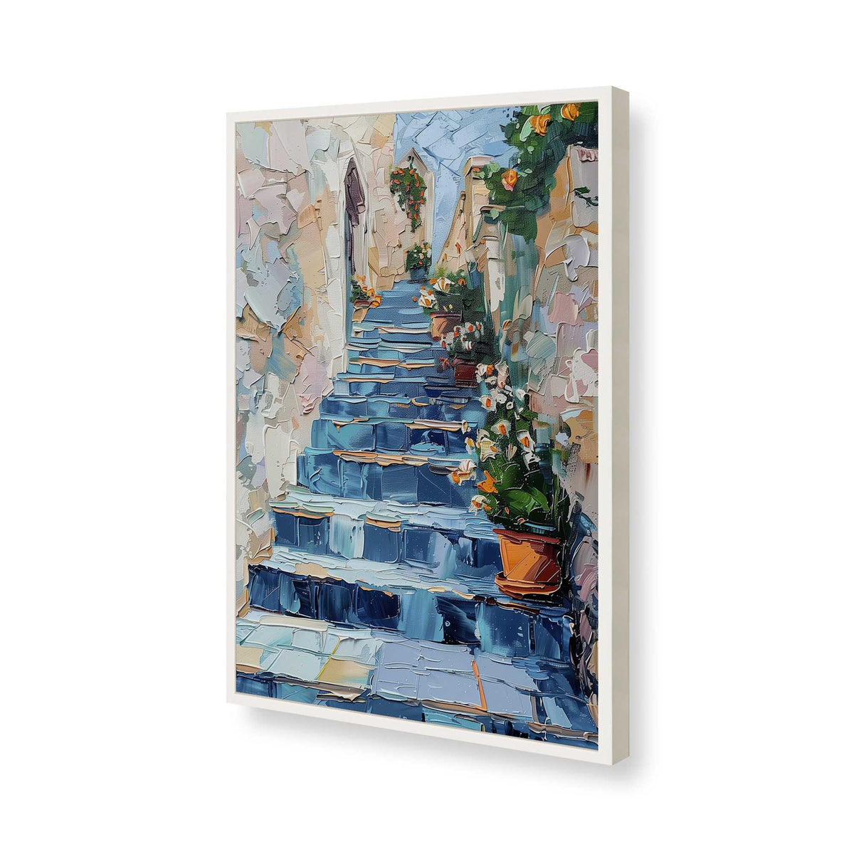 [Color:Opaque White], Picture of art in a Polished Chrome frame of the corner