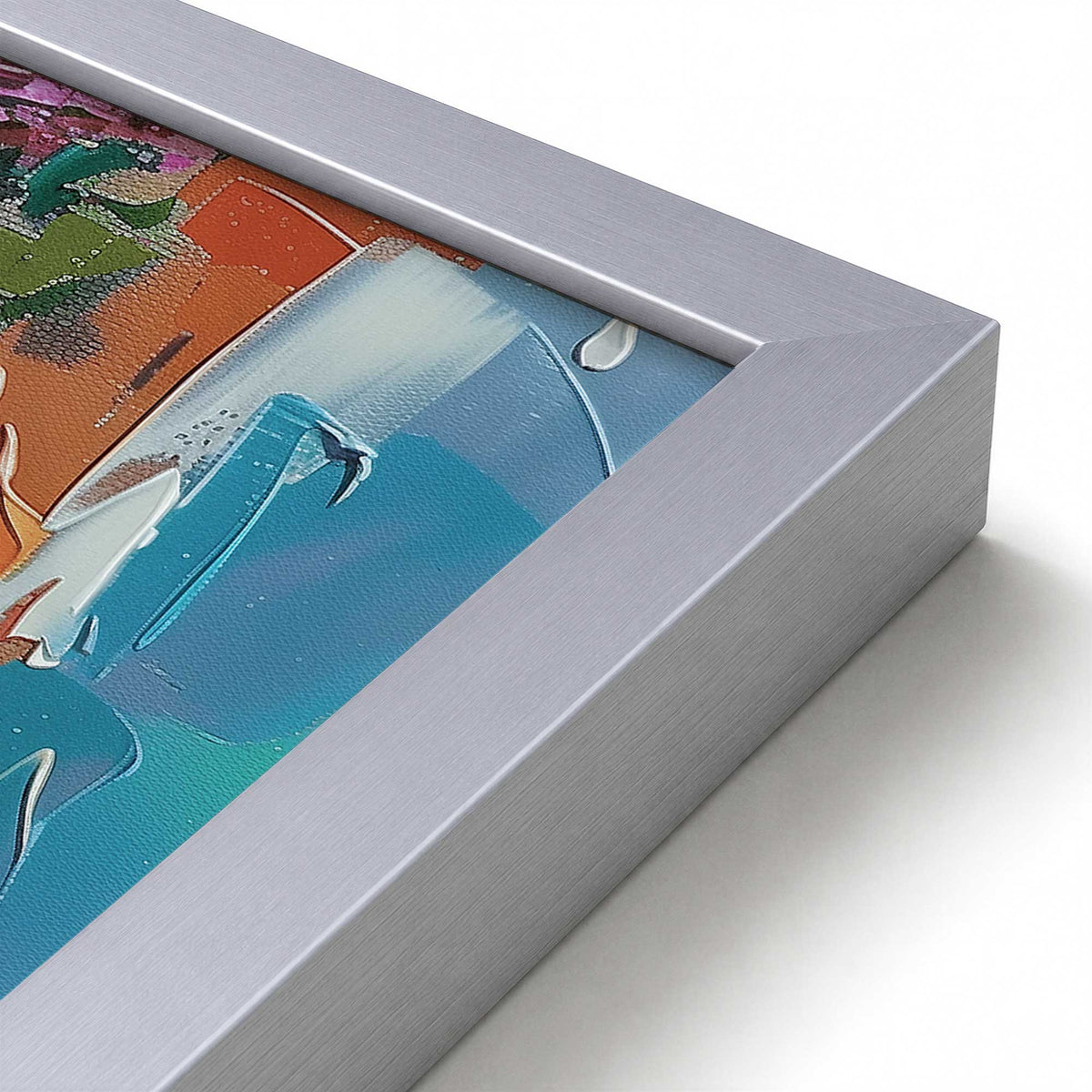 [Color:Polished Chrome], Picture of art in a Polished Chrome frame at an angle