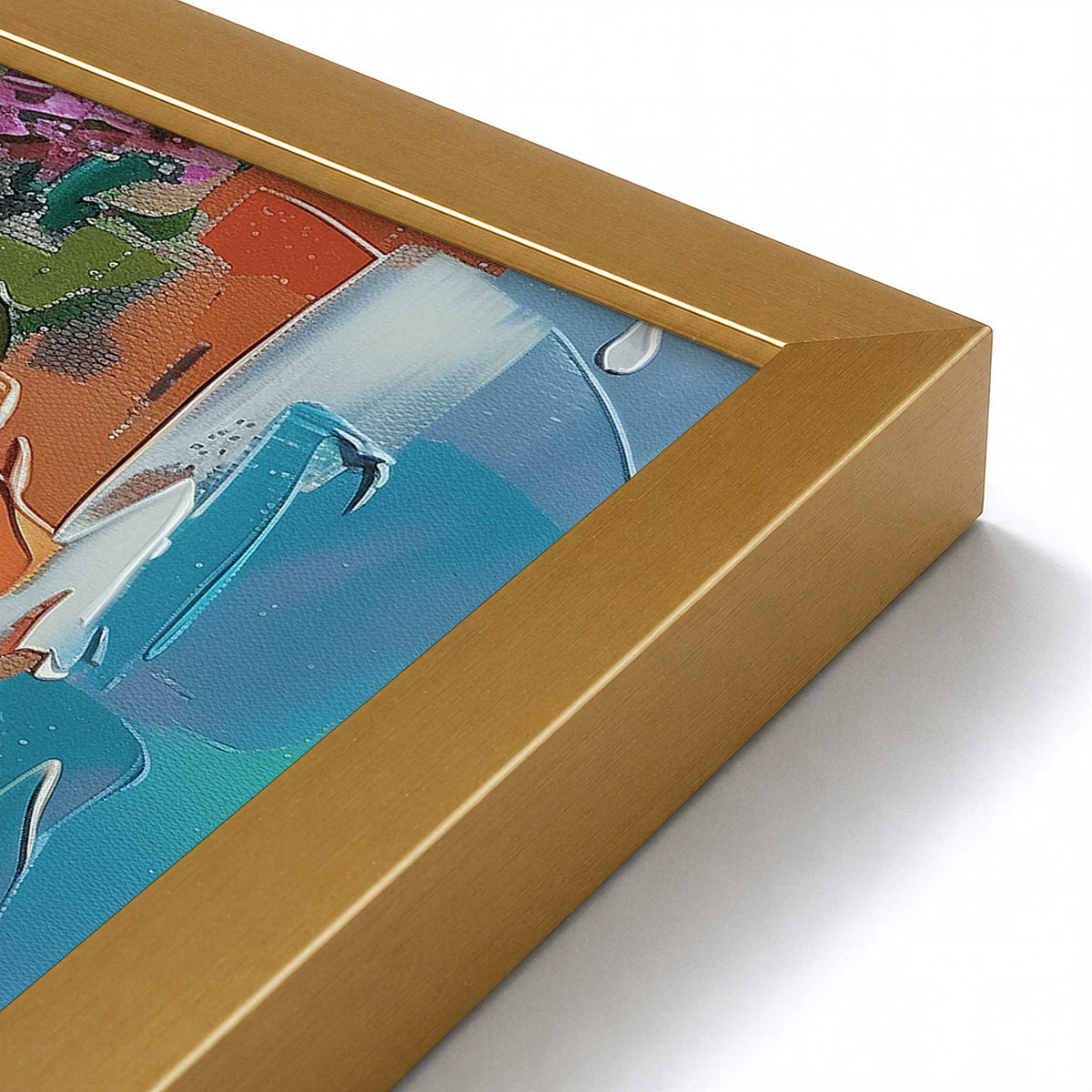 [Color:Polished Gold], Picture of art in a Polished Gold frame at an angle