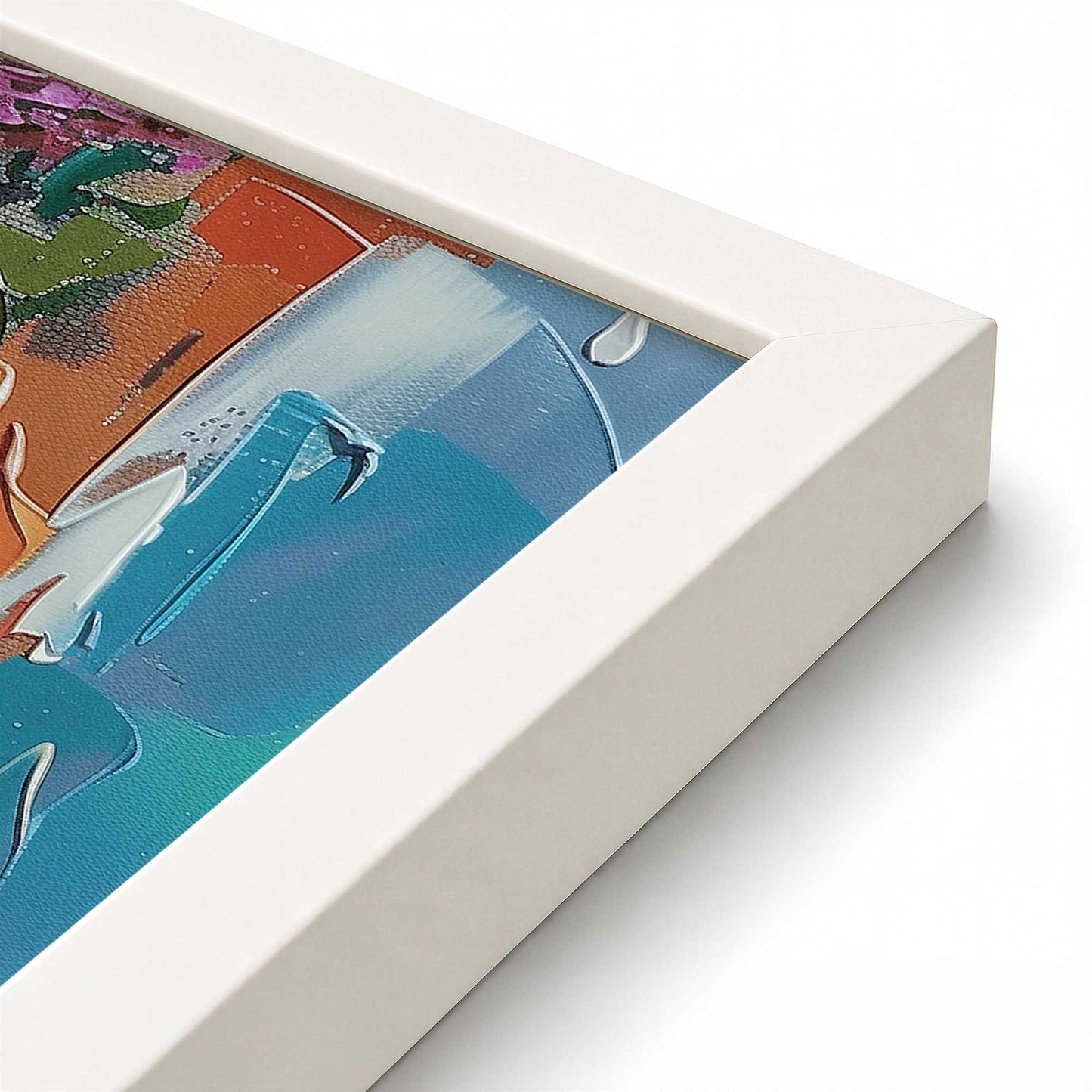 [Color:Opaque White], Picture of art in a Opaque White frame at an angle