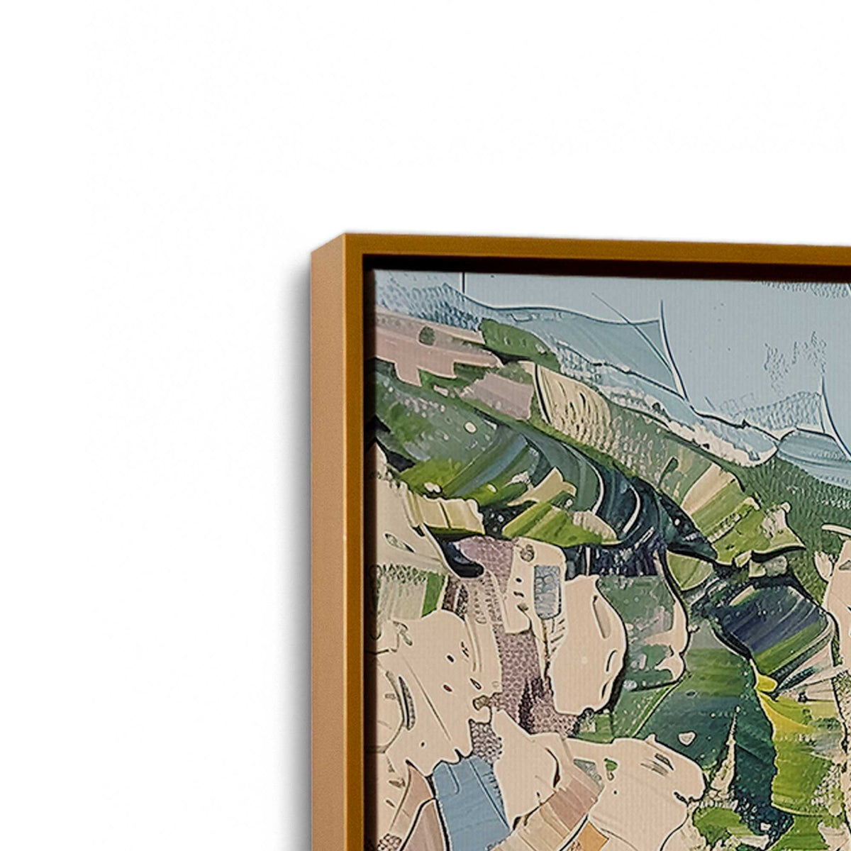 [Color:Polished Gold], Picture of art in a Polished Gold frame at an angle