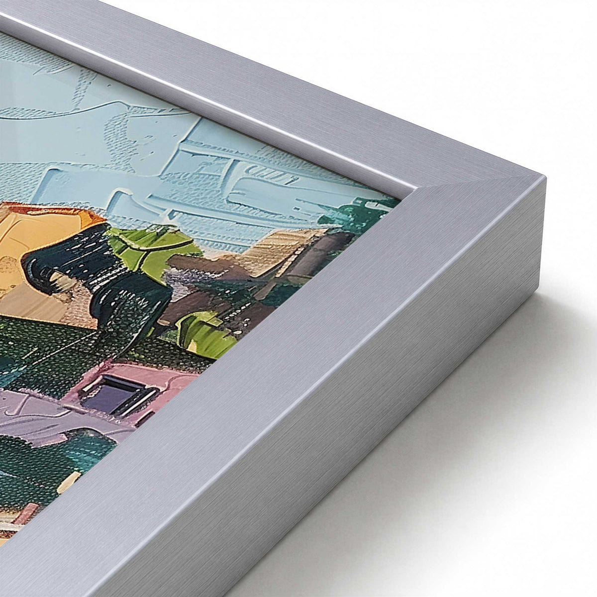 [Color:Polished Chrome], Picture of art in a Polished Chrome frame at an angle