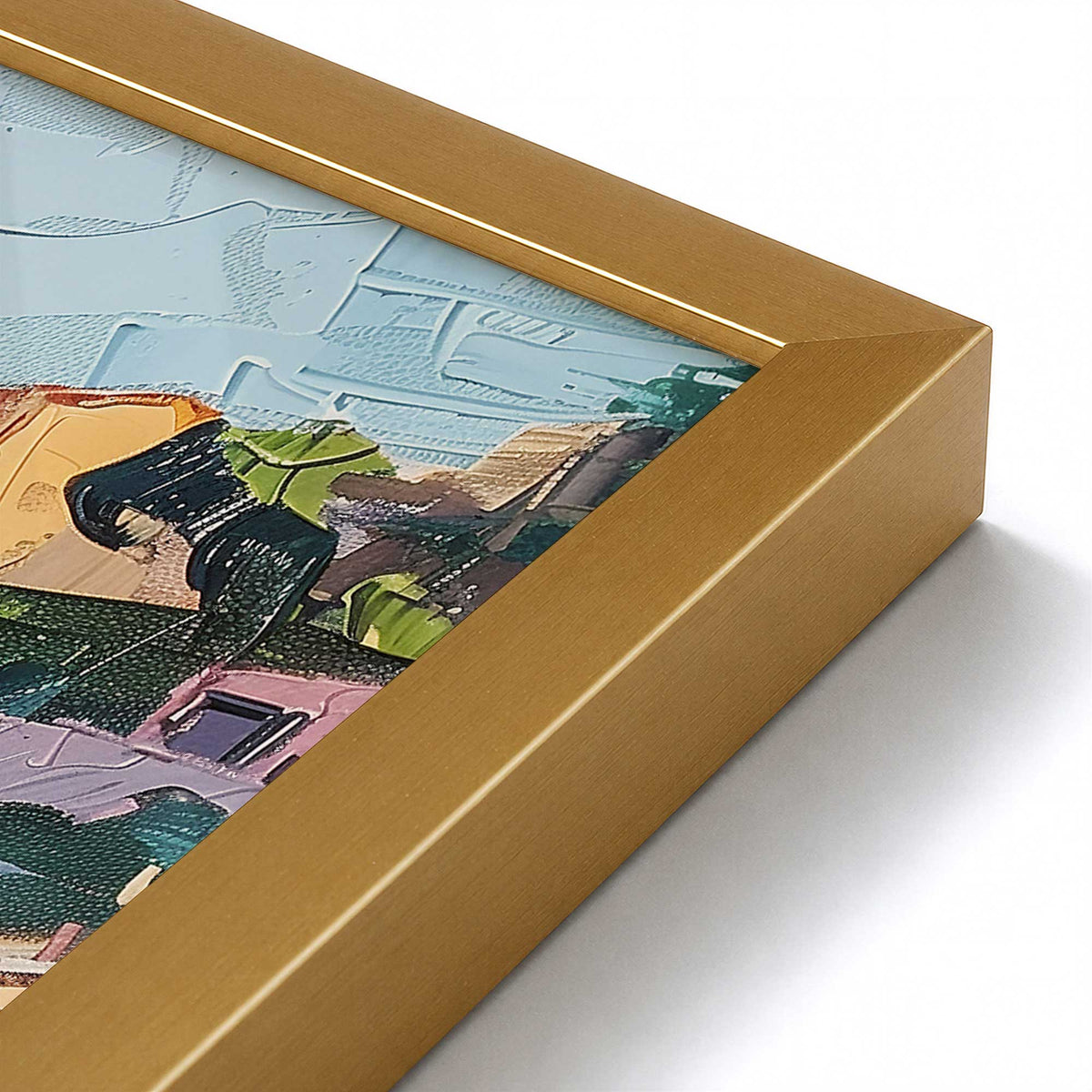 [Color:Polished Gold], Picture of art in a Polished Chrome frame at an angle