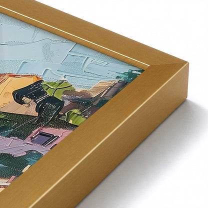 [Color:Polished Gold], Picture of art in a Polished Chrome frame at an angle