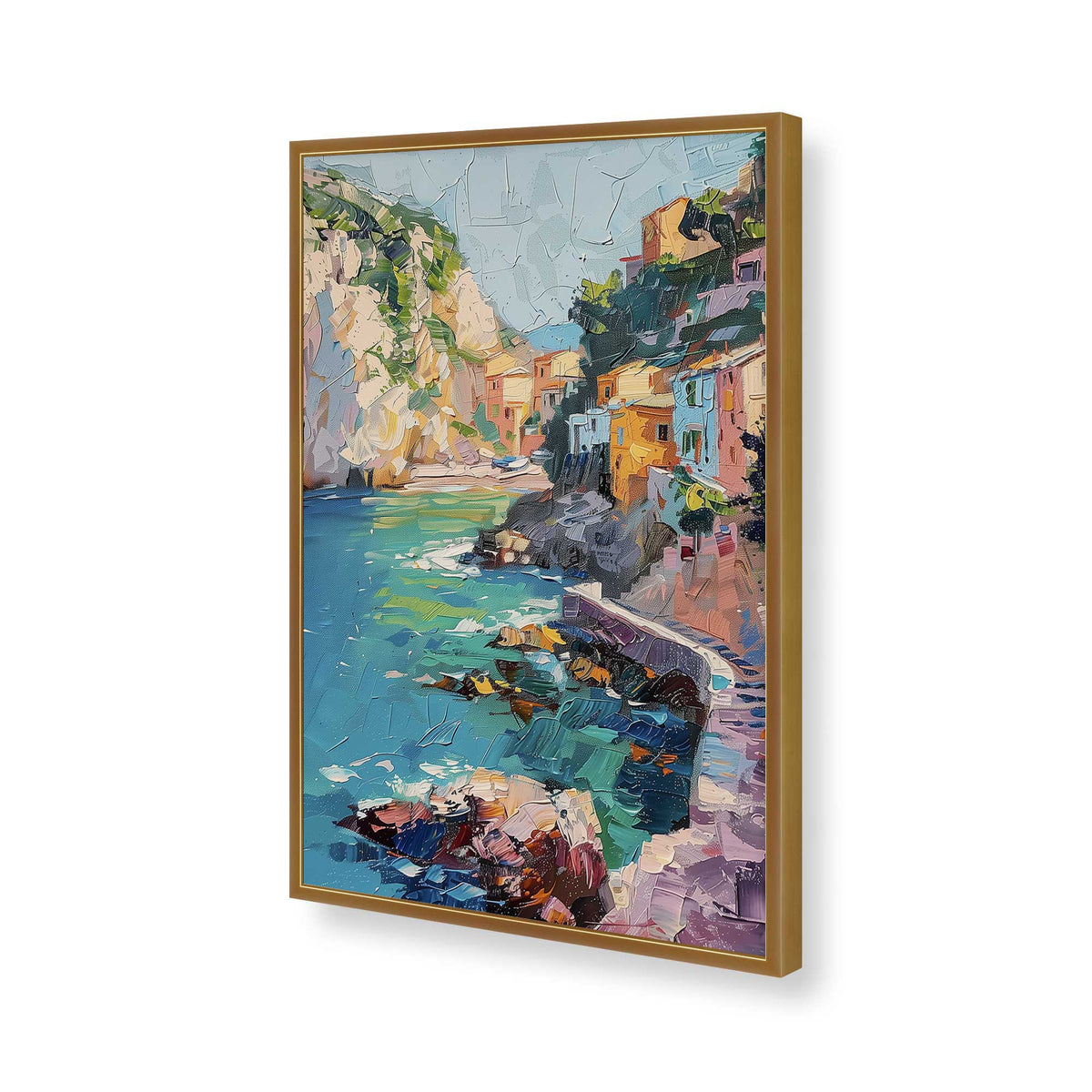 [Color:Polished Gold], Picture of art in a Polished Chrome frame of the corner