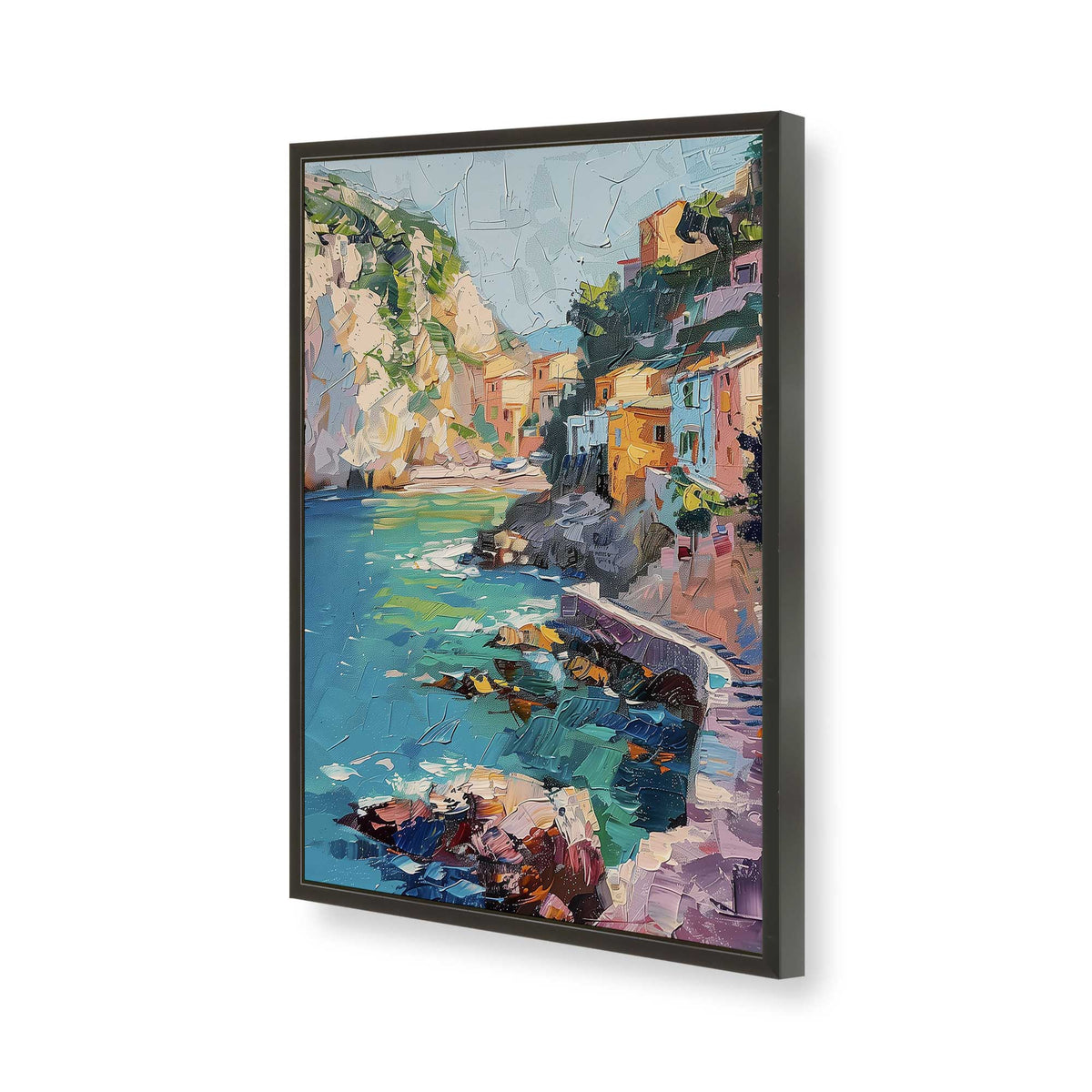 [Color:Satin Black], Picture of art in a Polished Chrome frame of the corner