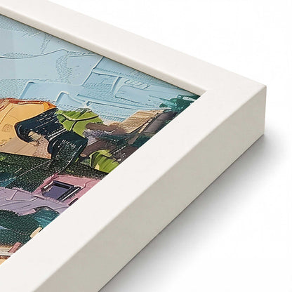 [Color:Opaque White], Picture of art in a Polished Chrome frame at an angle