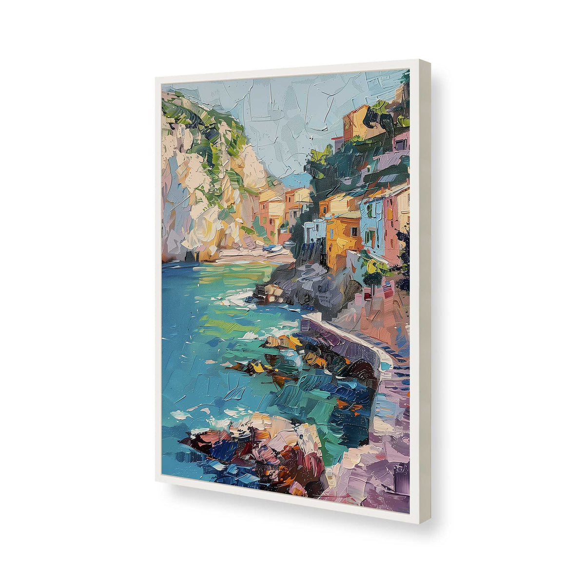 [Color:Opaque White], Picture of art in a Polished Chrome frame of the corner