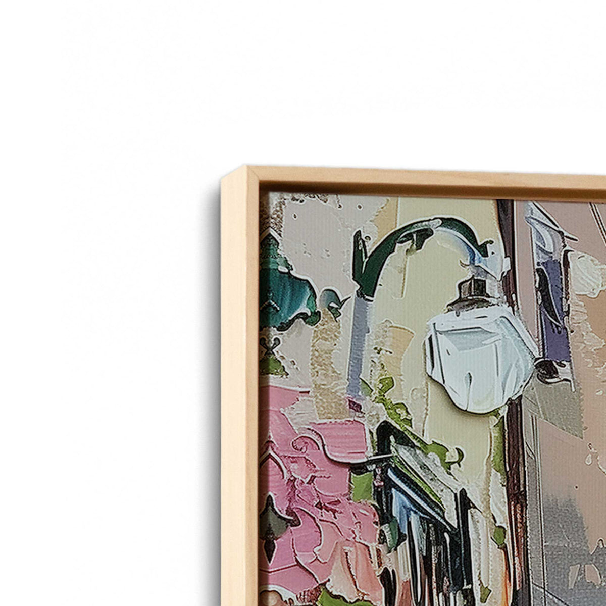 [Color:American Maple], Picture of art in a American Maple frame at an angle