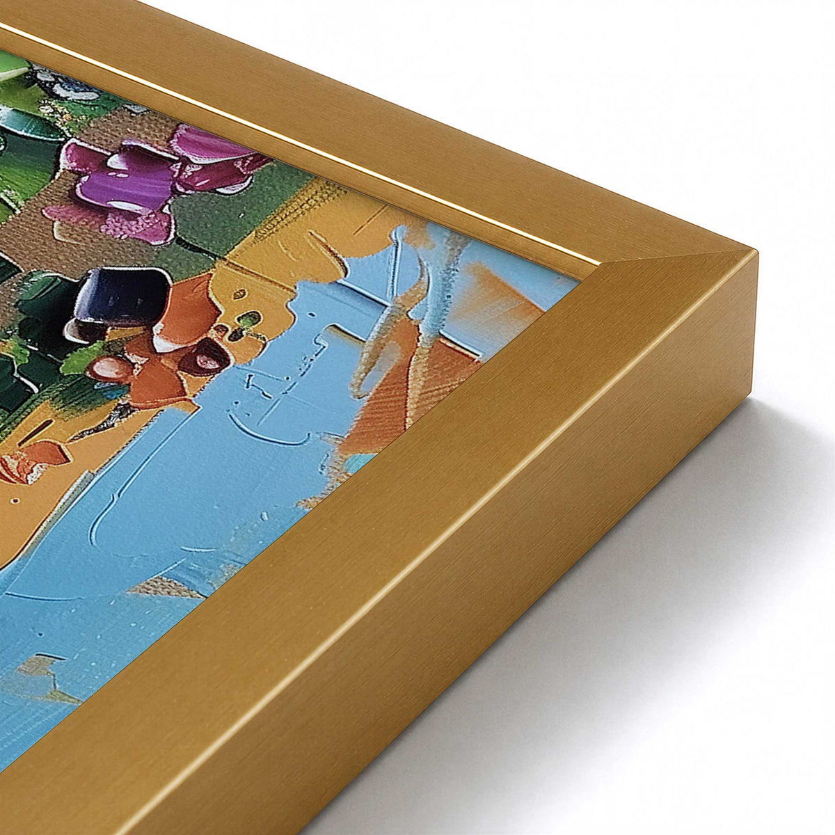 [Color:Polished Gold], Picture of art in a Polished Chrome frame at an angle