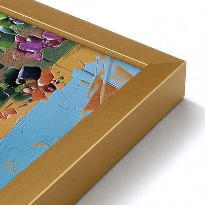 [Color:Polished Gold], Picture of art in a Polished Chrome frame at an angle