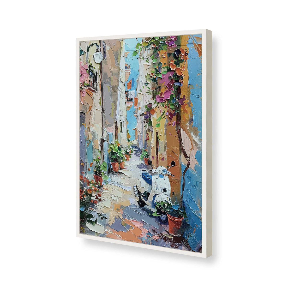 [Color:Opaque White], Picture of art in a Polished Chrome frame of the corner
