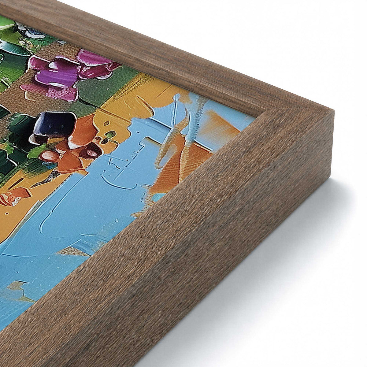 [Color:Walnut], Picture of art in a Polished Chrome frame at an angle