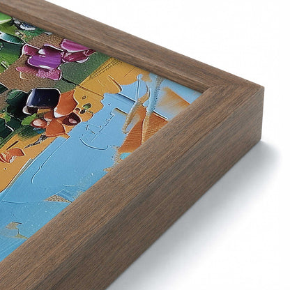 [Color:Walnut], Picture of art in a Polished Chrome frame at an angle