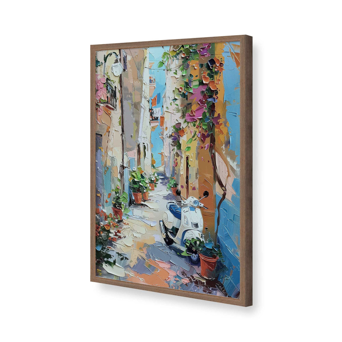 [Color:Walnut], Picture of art in a Polished Chrome frame of the corner