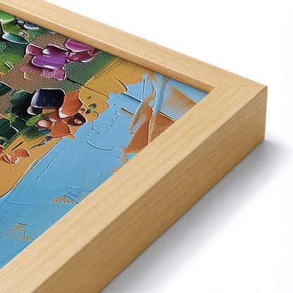 [Color:American Maple], Picture of art in a Polished Chrome frame at an angle