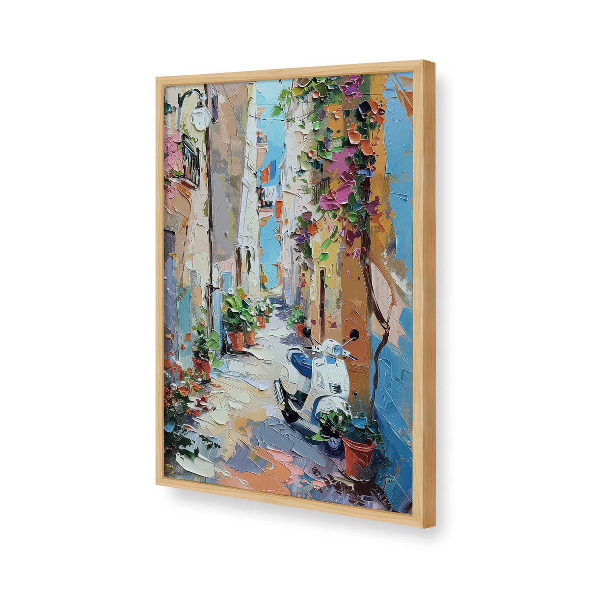 [Color:American Maple], Picture of art in a Polished Chrome frame of the corner