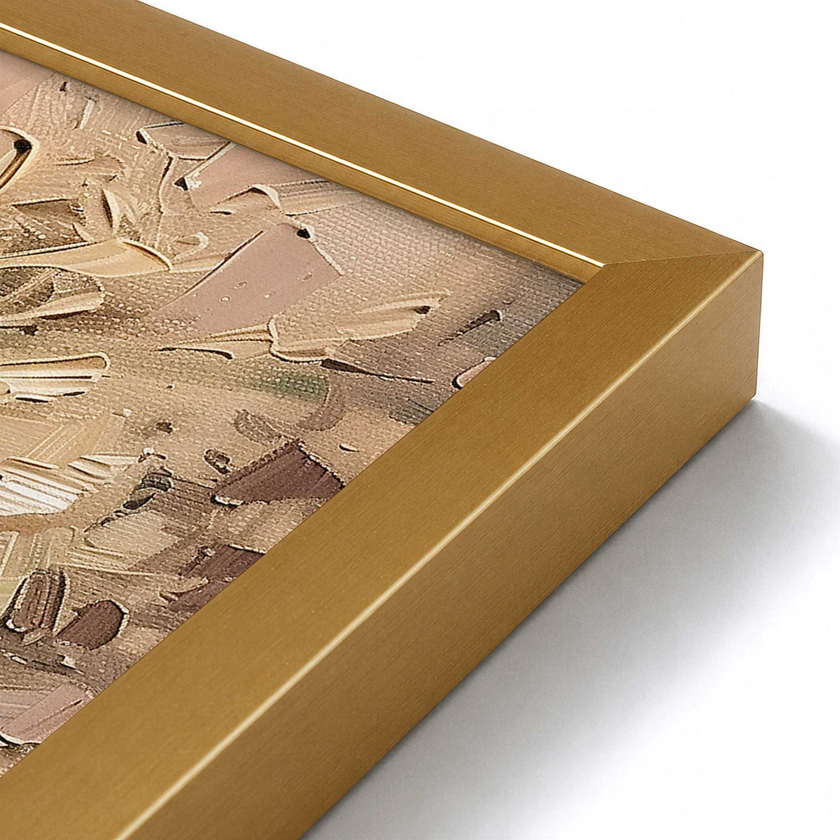 [Color:Polished Gold], Picture of art in a Polished Chrome frame at an angle
