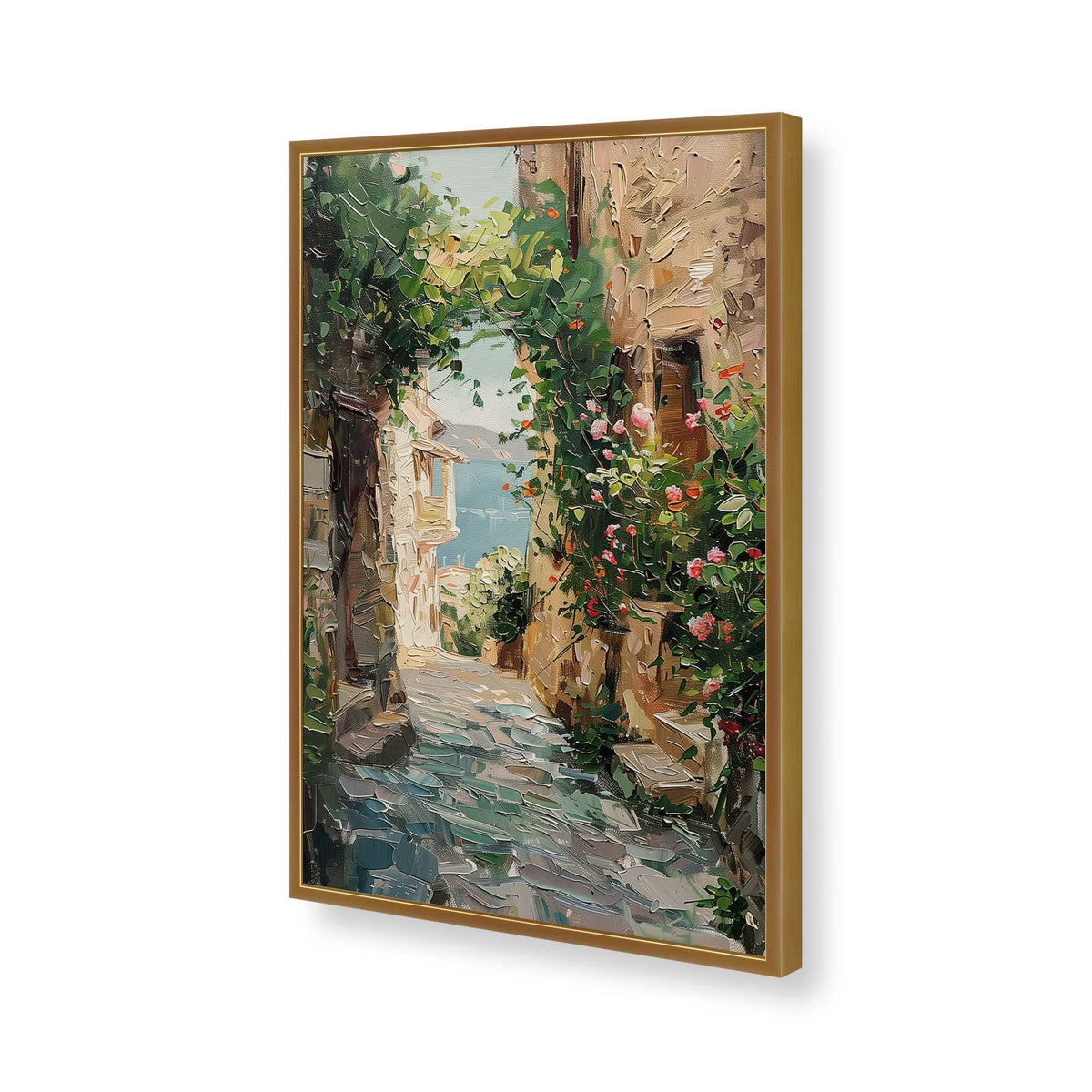 [Color:Polished Gold], Picture of art in a Polished Chrome frame of the corner