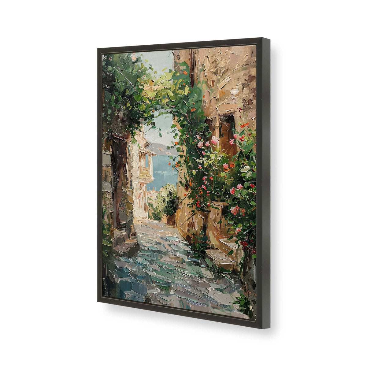 [Color:Satin Black], Picture of art in a Polished Chrome frame of the corner