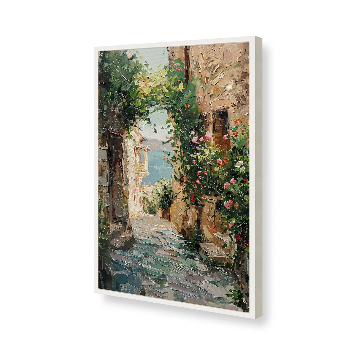 [Color:Opaque White], Picture of art in a Polished Chrome frame of the corner