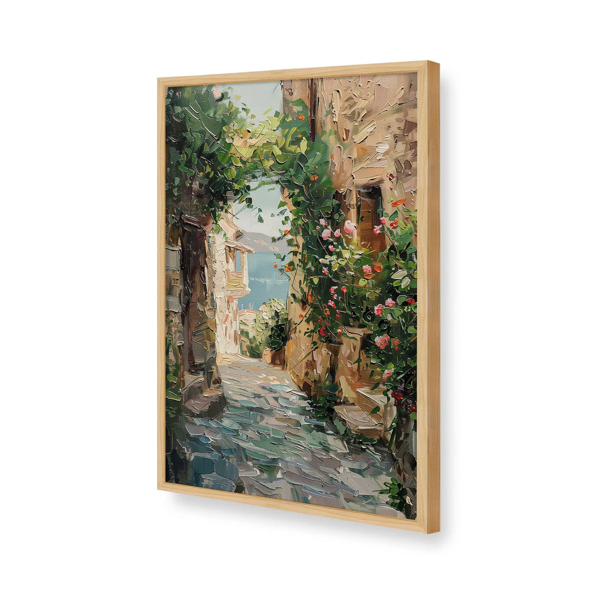 [Color:American Maple], Picture of art in a Polished Chrome frame of the corner