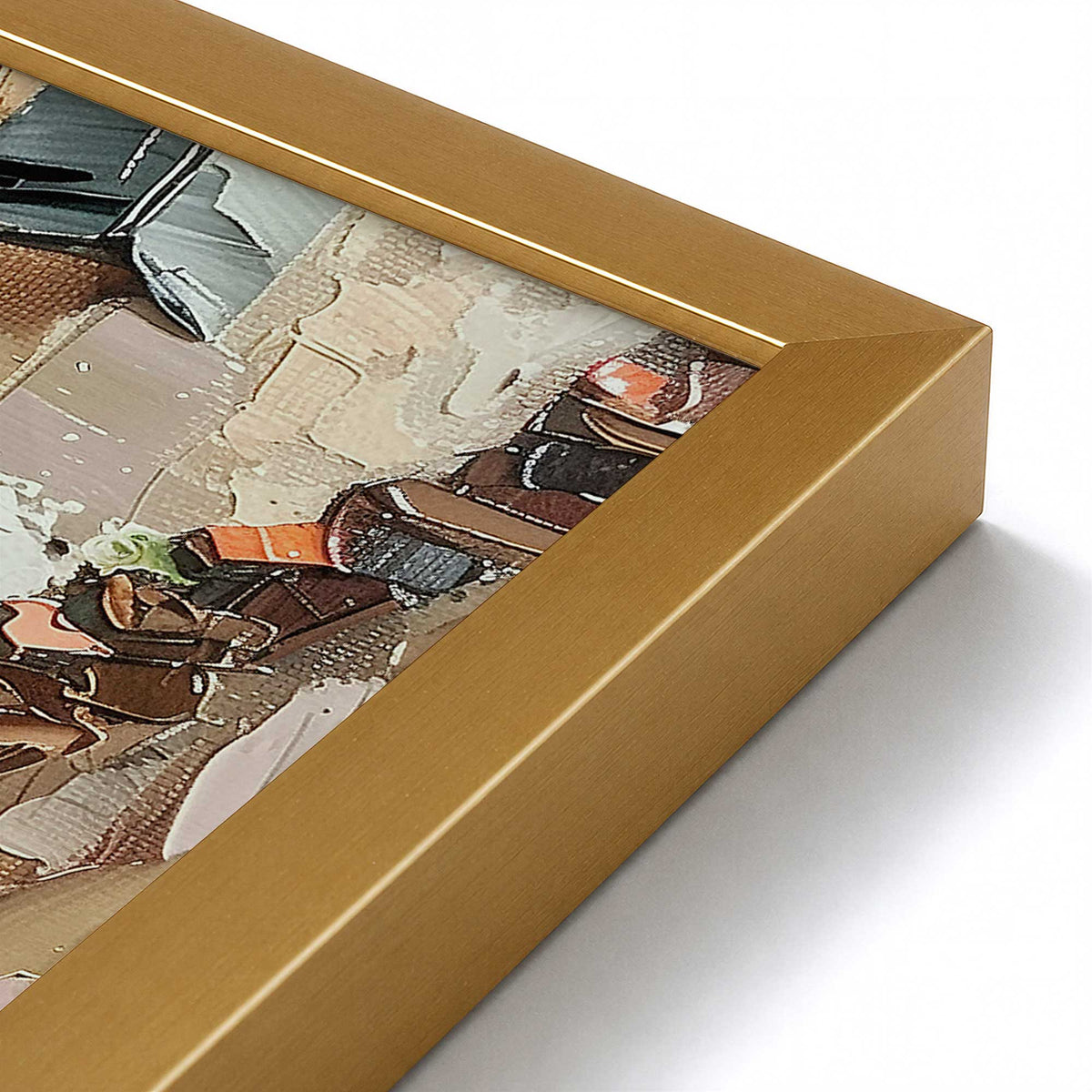 [Color:Polished Gold], Picture of art in a Polished Chrome frame at an angle