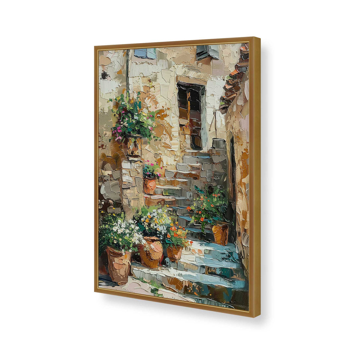 [Color:Polished Gold], Picture of art in a Polished Chrome frame of the corner