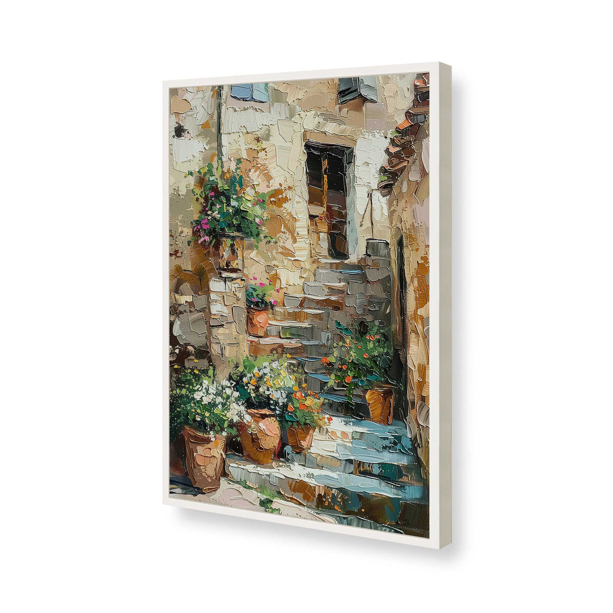 [Color:Opaque White], Picture of art in a Polished Chrome frame of the corner