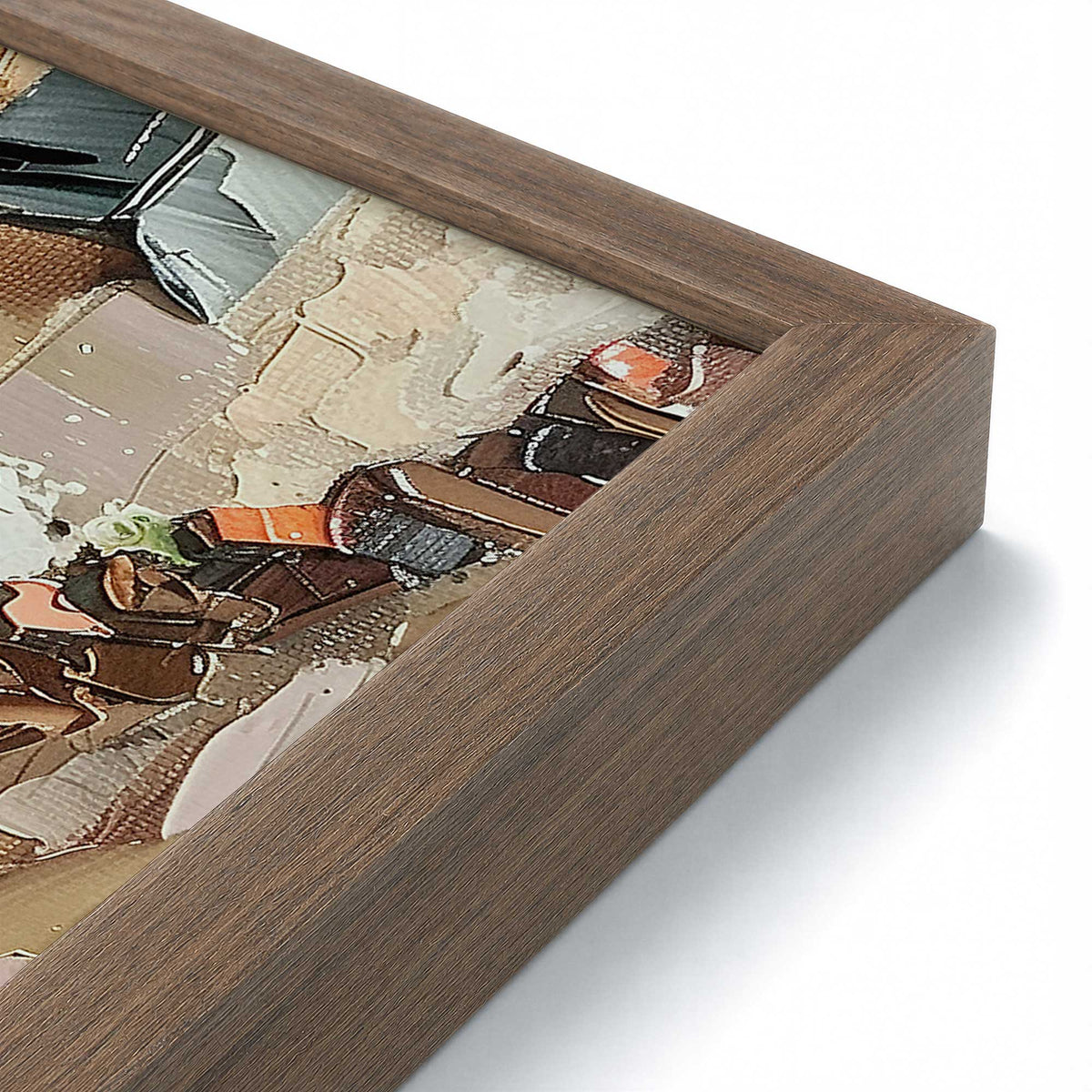 [Color:Walnut], Picture of art in a Polished Chrome frame at an angle