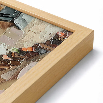 [Color:American Maple], Picture of art in a Polished Chrome frame at an angle