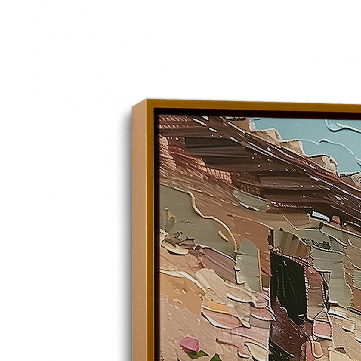 [Color:Polished Gold], Picture of art in a Polished Gold frame at an angle