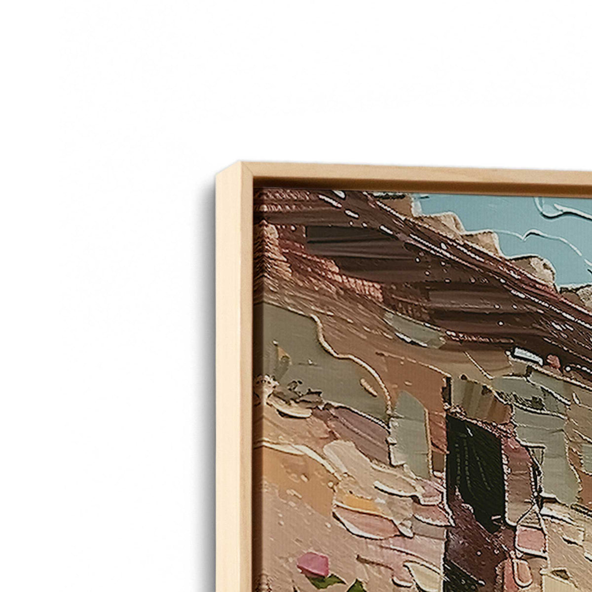 [Color:American Maple], Picture of art in a American Maple frame at an angle