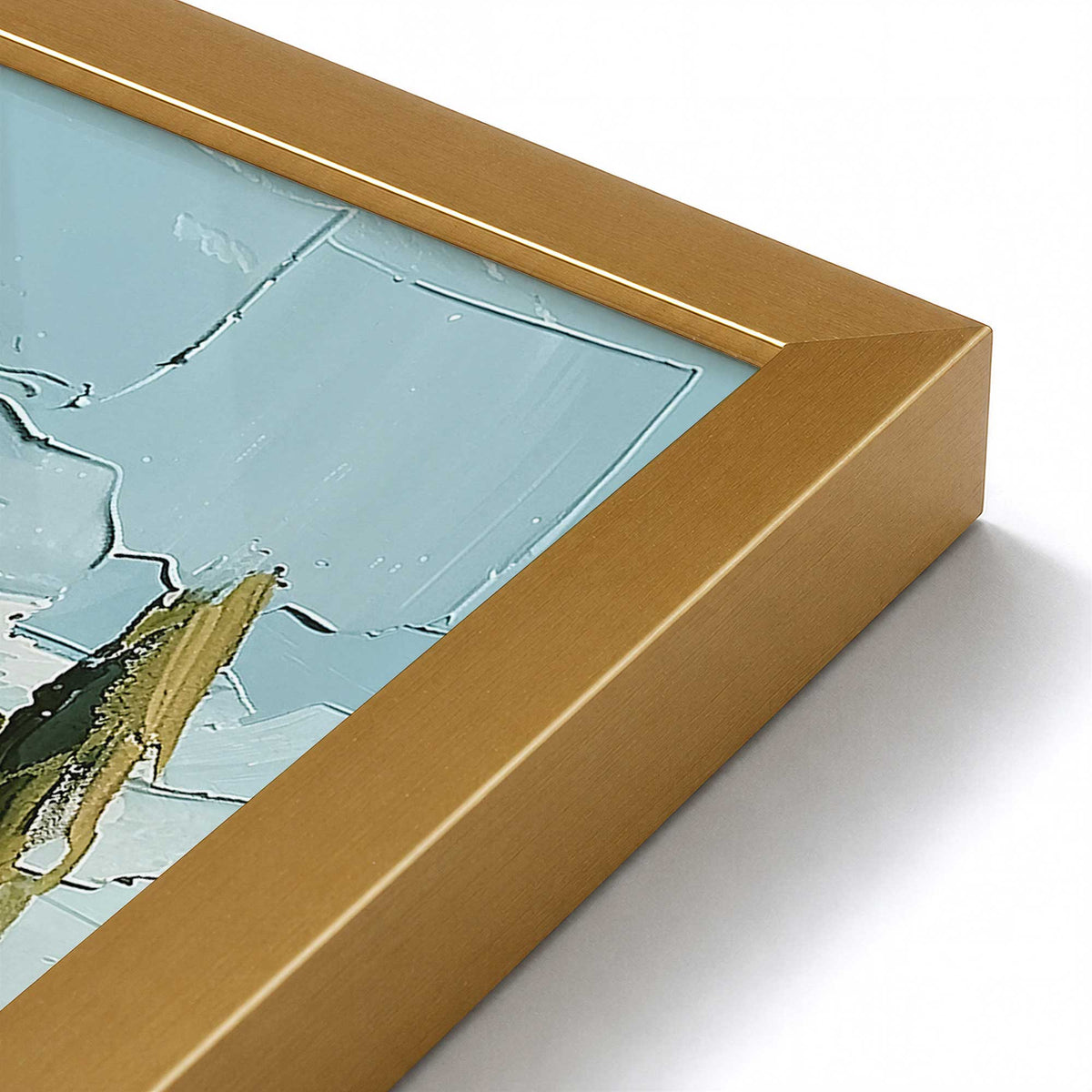 [Color:Polished Gold], Picture of art in a Polished Chrome frame at an angle