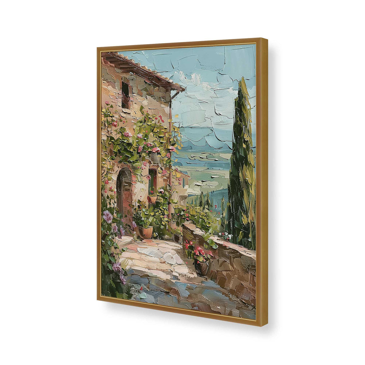 [Color:Polished Gold], Picture of art in a Polished Chrome frame of the corner