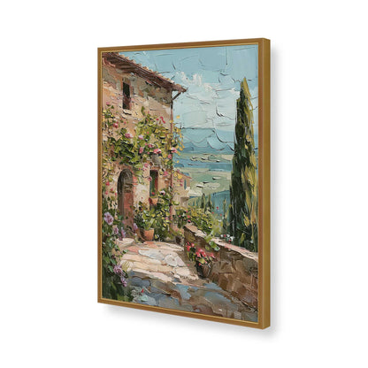 [Color:Polished Gold], Picture of art in a Polished Chrome frame of the corner
