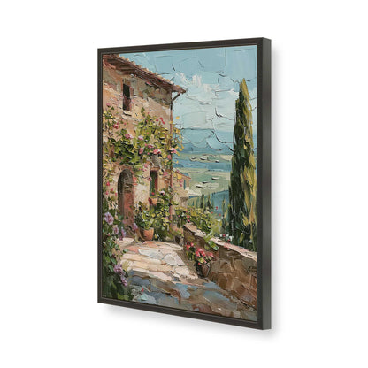 [Color:Satin Black], Picture of art in a Polished Chrome frame of the corner