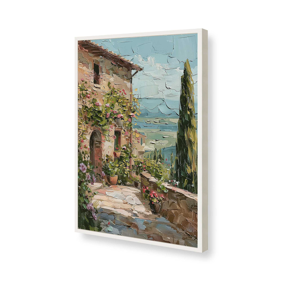 [Color:Opaque White], Picture of art in a Polished Chrome frame of the corner