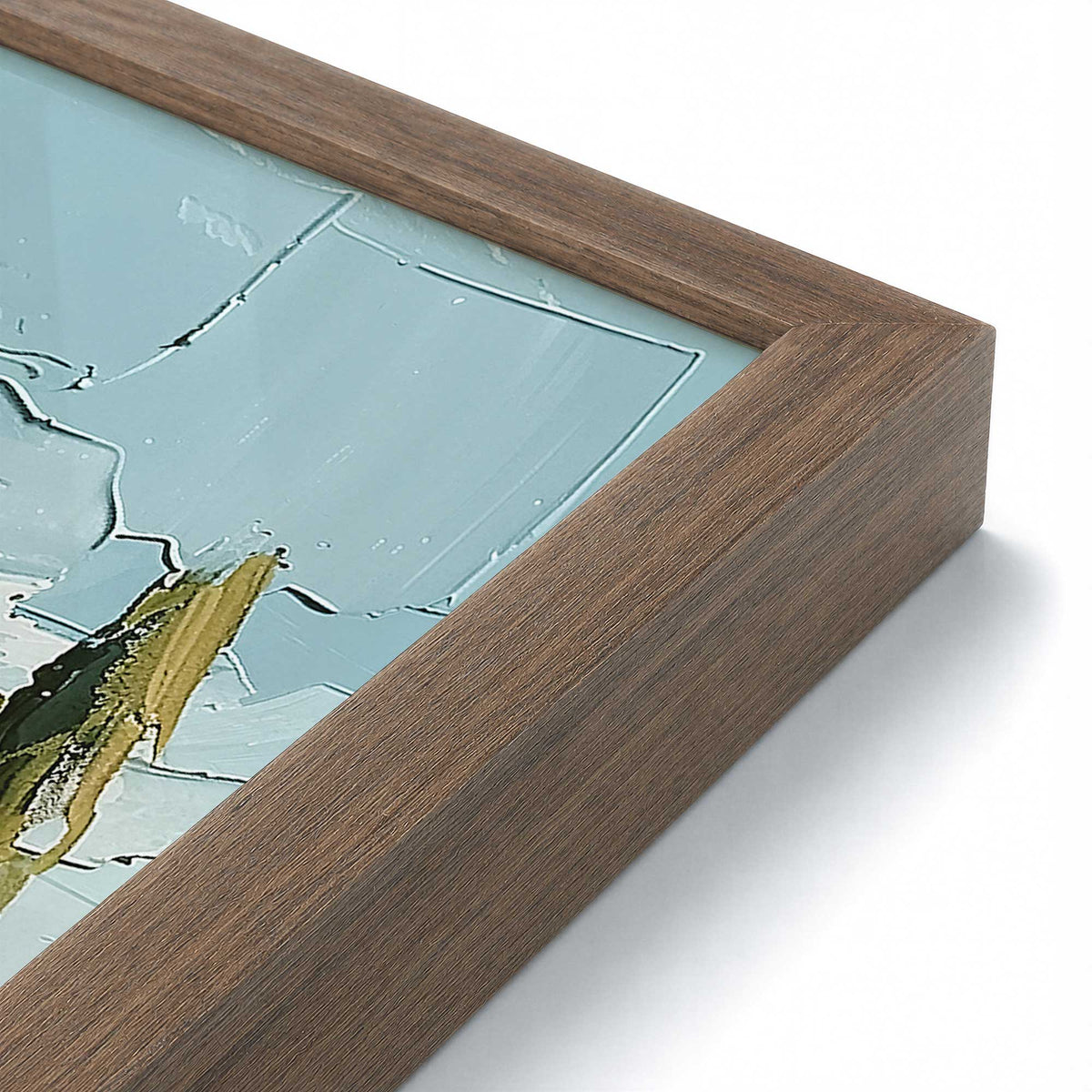 [Color:Walnut], Picture of art in a Polished Chrome frame at an angle