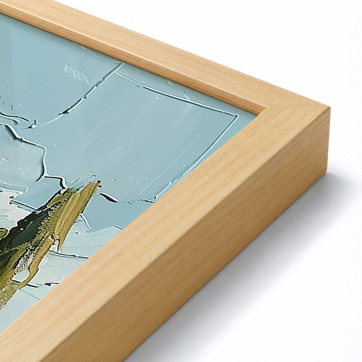 [Color:American Maple], Picture of art in a Polished Chrome frame at an angle