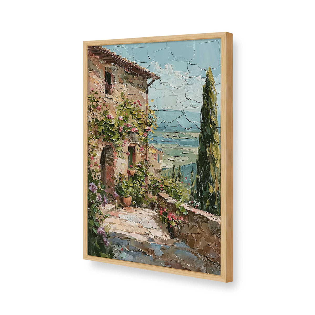 [Color:American Maple], Picture of art in a Polished Chrome frame of the corner