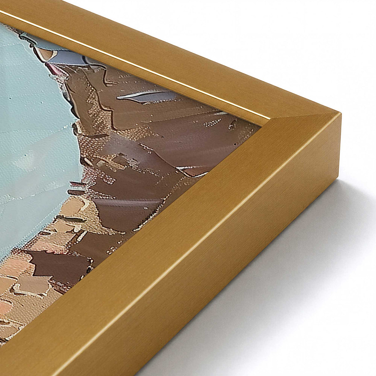 [Color:Polished Gold], Picture of art in a Polished Chrome frame at an angle