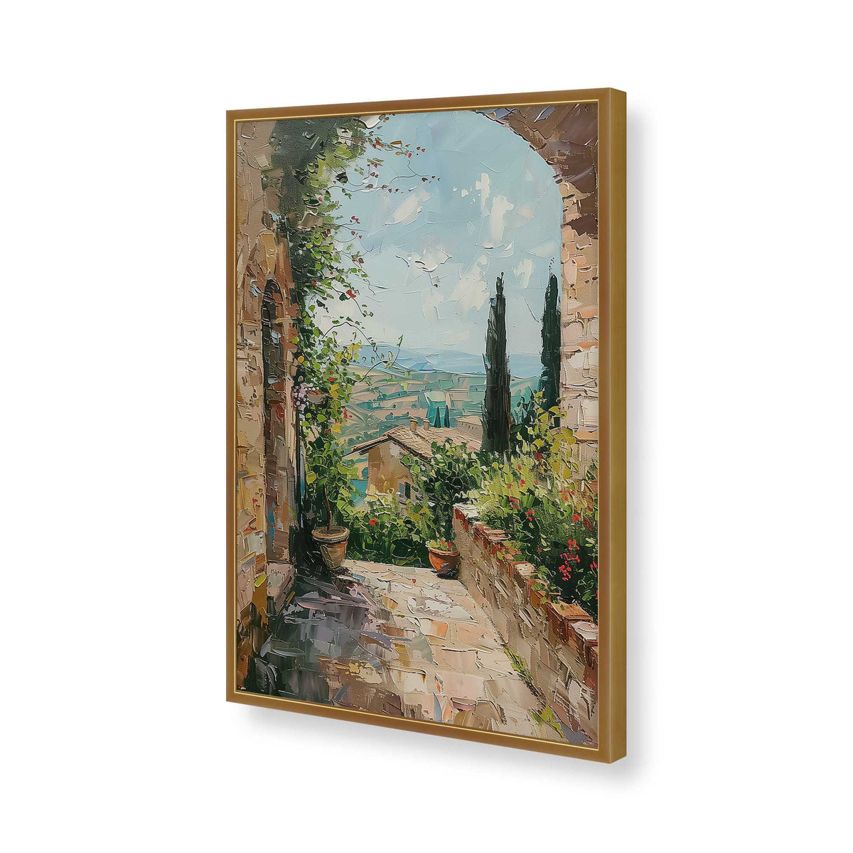 [Color:Polished Gold], Picture of art in a Polished Chrome frame of the corner