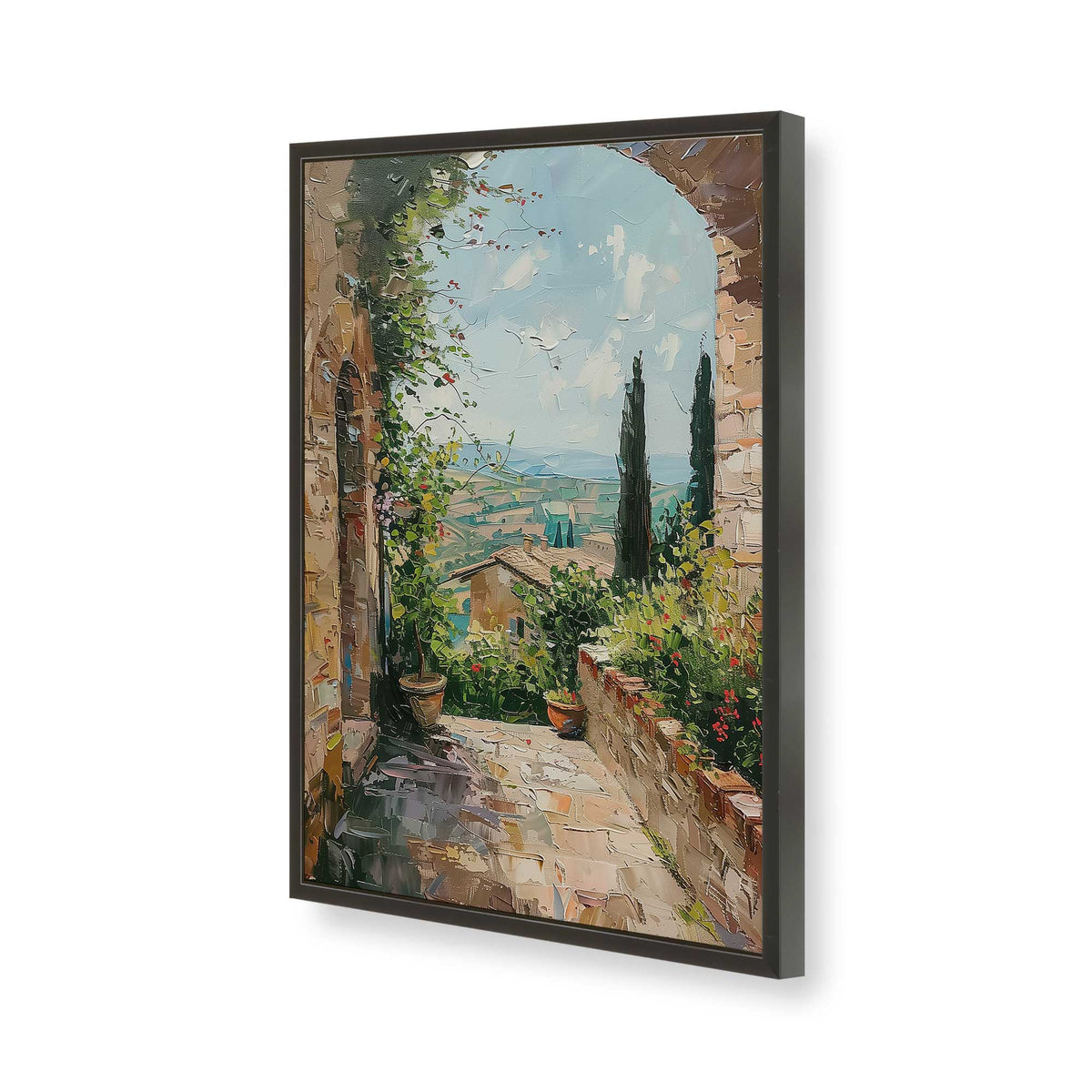 [Color:Satin Black], Picture of art in a Polished Chrome frame of the corner