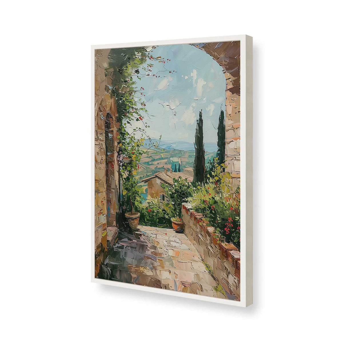 [Color:Opaque White], Picture of art in a Polished Chrome frame of the corner