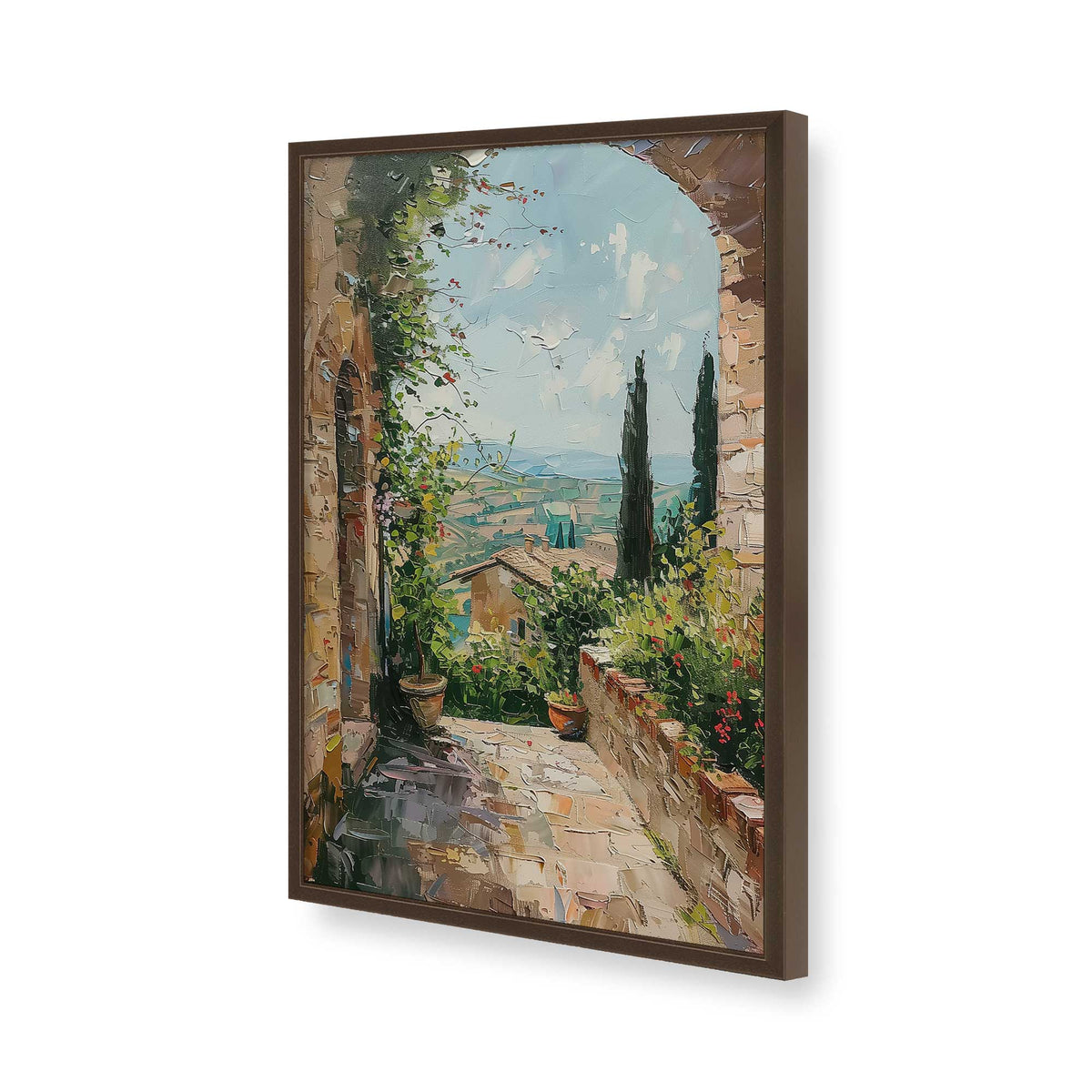[Color:Belvinder Brown], Picture of art in a Polished Chrome frame of the corner
