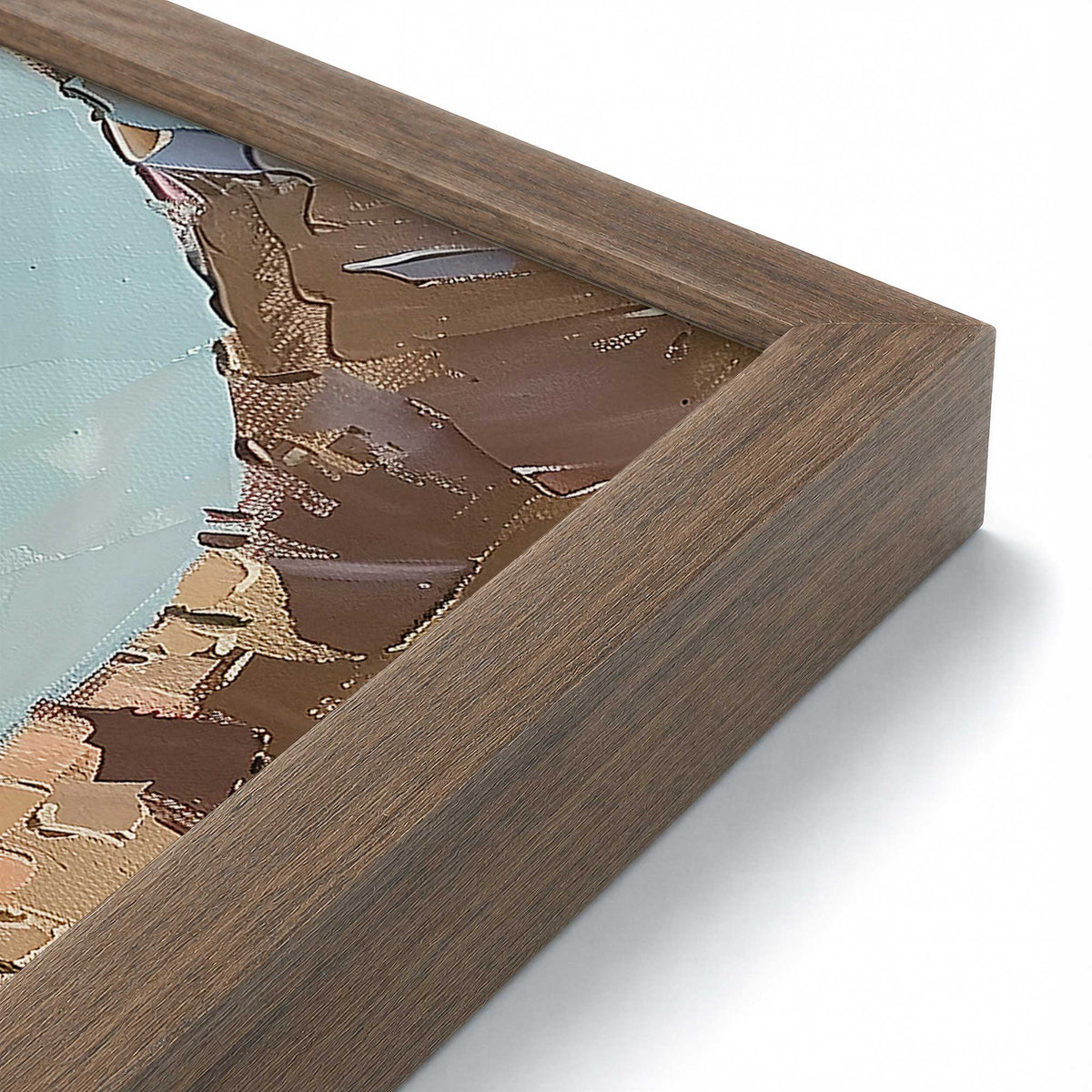 [Color:Walnut], Picture of art in a Polished Chrome frame at an angle